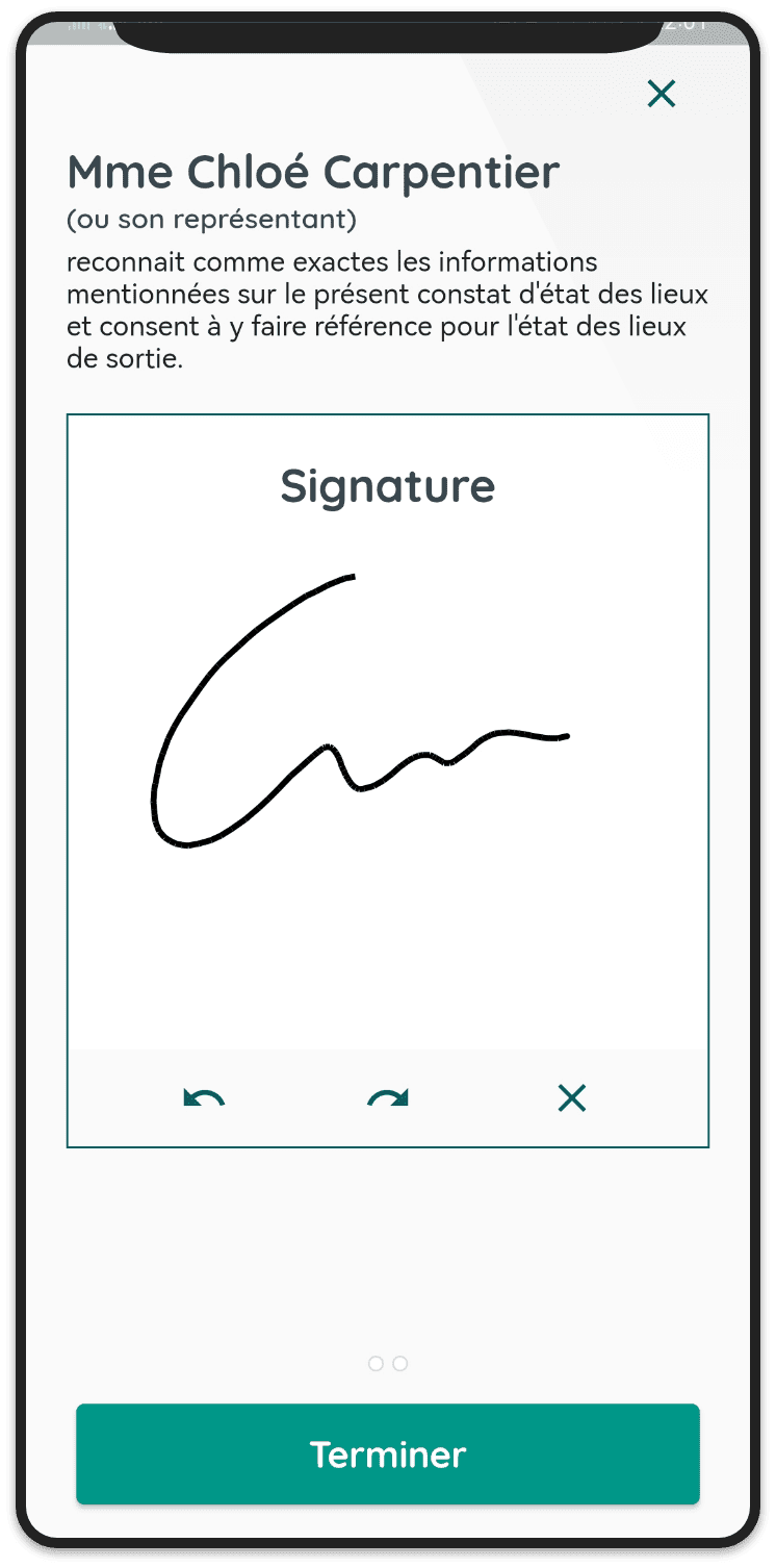 Signature électronique dans l'application